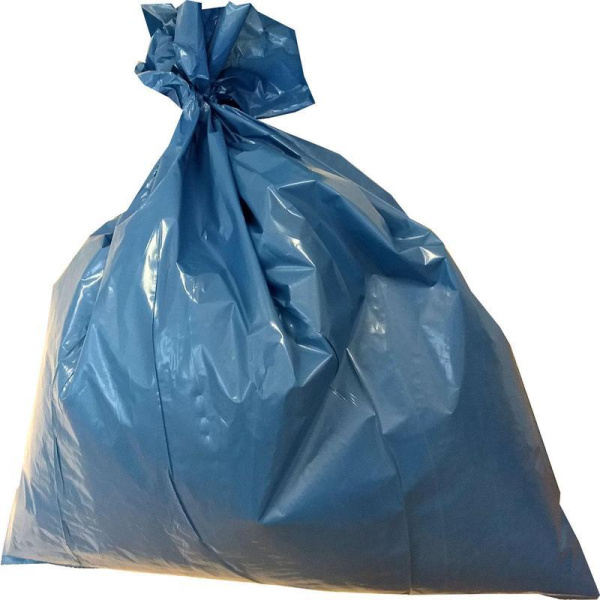 Мешки для мусора на 60 литров синие (20 мкм, в рулоне 20 штук, 60x70 см)