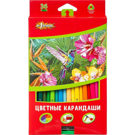 Карандаши цветные №1 School ColorPics 36 цветов трехгранные с точилкой Карандаши цветные №1 School ColorPics 36 цветов трехгранные с точилкой