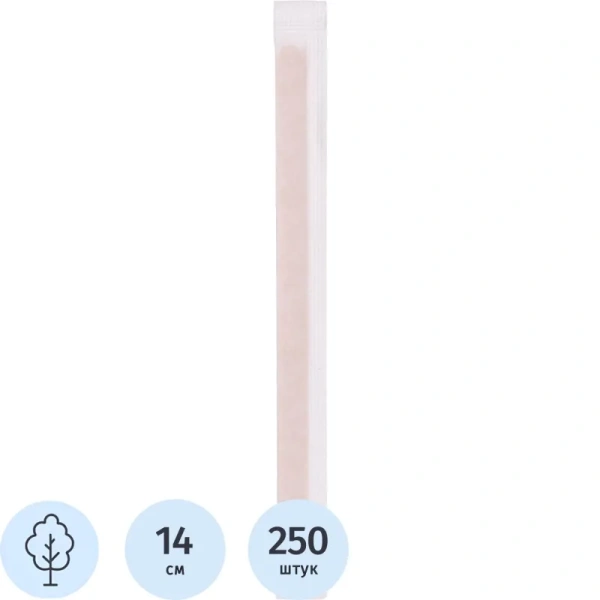 Размешиватель одноразовый Комус деревянный 140 мм 250 штук в  упаковке Размешиватель одноразовый Комус деревянный 140 мм 250 штук в  упаковке