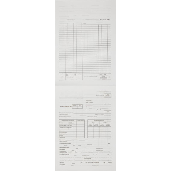 Бланк Авансовый отчет форма АО-1 офсет А4 (216x303 мм, 100 листов, в термоусадочной пленке)
