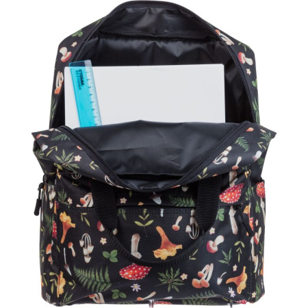 Рюкзак Комус Класс (№1 School) Квадро Грибы черный