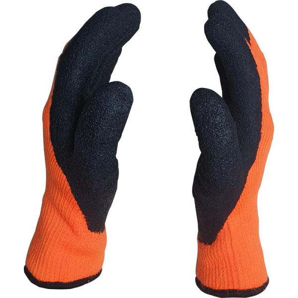 Перчатки рабочие Scaffa NM007 акриловые с латексным покрытием  оранжевые/черные (13 класс, размер 10, XL)