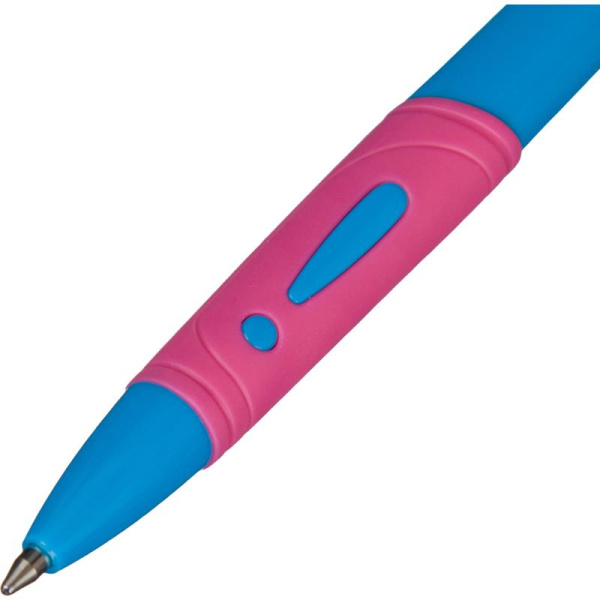 Ручка шариковая автоматическая Attache Vegas синяя (голубой/розовый  корпус, толщина линии 0.33 мм)