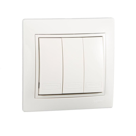 Выключатель трехклавишный Lezard Mira белый (701-0202-109)