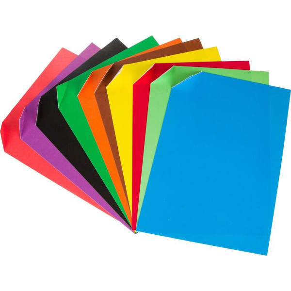 Картон цветной Комус Три богатыря (203x283 мм, 10 листов, 10 цветов,  мелованный)