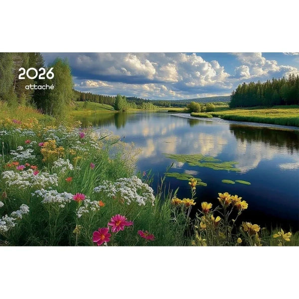 Календарь настенный 3-х блочный 2026 Река 30.5x67.5 см
