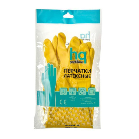 Перчатки латексные Hq Profiline сверхпрочные желтые (размер 7, S)