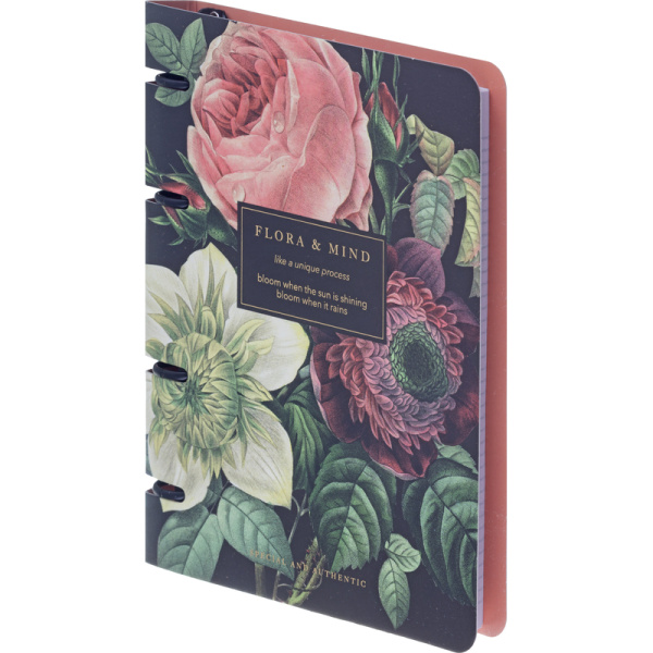 Тетрадь общая Be Smart Flora А5 120 листов в клетку на кольцах (обложка  с рисунком букет, с перфорацией, матовая ламинация, тиснение фольгой)