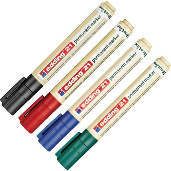 Набор маркеров перманентных Edding Eco E-21/4S (толщина линии 1.5-3 мм, 4 штуки в упаковке)