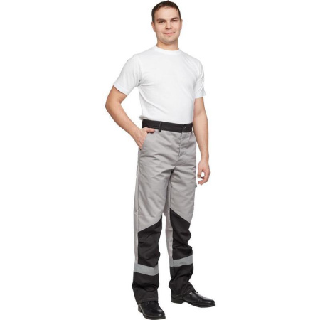 Костюм рабочий летний мужской л21-КБР с СОП серый/черный (размер 60-62, рост 170-176)