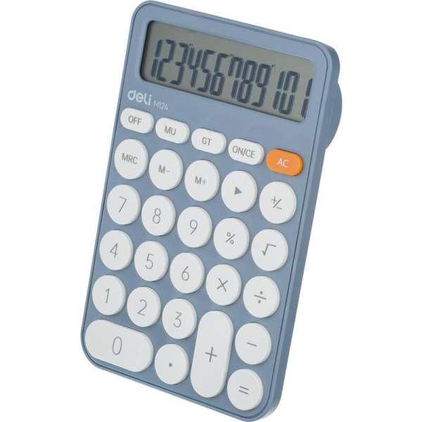 Калькулятор настольный Deli EM124 12 разрядный голубой 158x105x28 мм