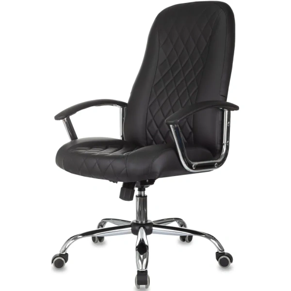 Кресло для руководителя Комус Мебель EChair 658 чёрное (экокожа, металл)
