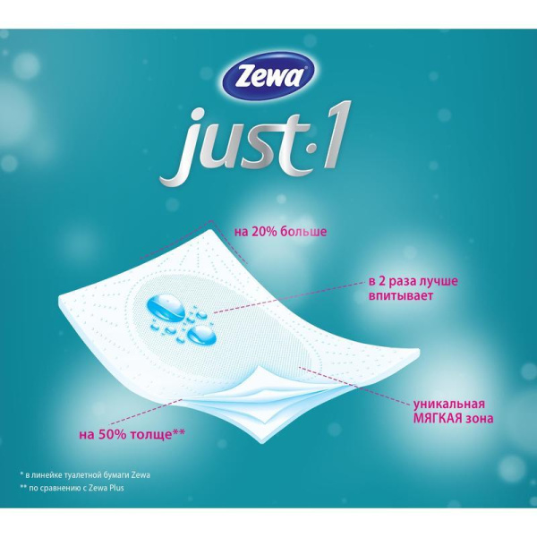 Бумага туалетная Zewa Just1 4-слойная белая (4 рулона в упаковке)