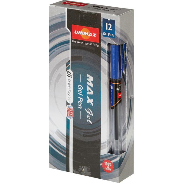Ручка гелевая Unimax Max Gel синяя (толщина линии 0.3 мм)