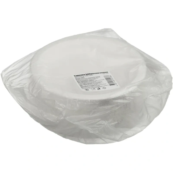 Тарелка одноразовая бумажная Средний 180 мм белая (1200 штук в упаковке)