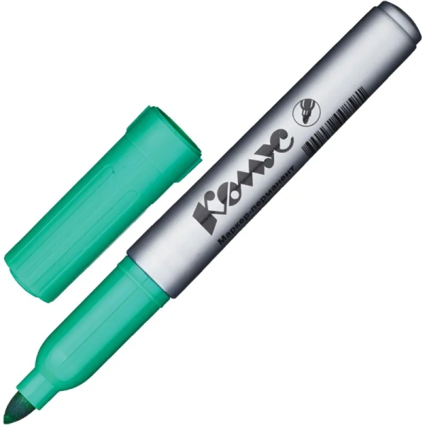 Маркер перманентный Комус PY2304 зеленый (толщина линии 1-4 мм) круглый наконечник