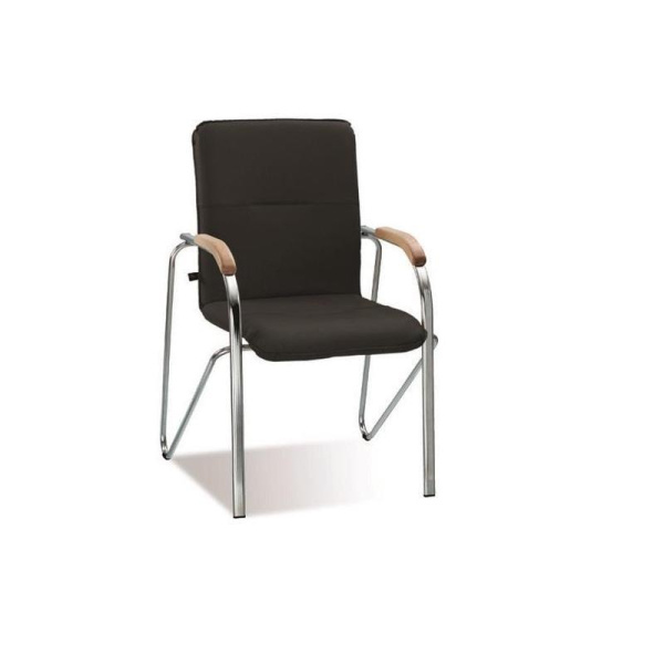 Конференц-кресло Samba черная/вишня (искусственная кожа, металл хромированный)