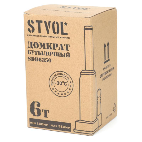 Домкрат гидравлический бутылочный Stvol 6 тонн 180 мм (SDB6350)