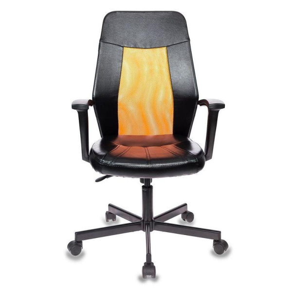 Кресло офисное Easy Chair 225 оранжевое/черное (искусственная кожа/сетка, металл)