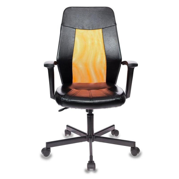 Кресло офисное Easy Chair 225 оранжевое/черное (искусственная кожа/сетка, металл)