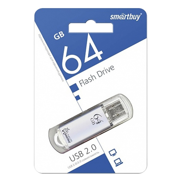 Флеш-память USB 2.0 64 Гб Smartbuy V-Cut (SB64GBVC-S)