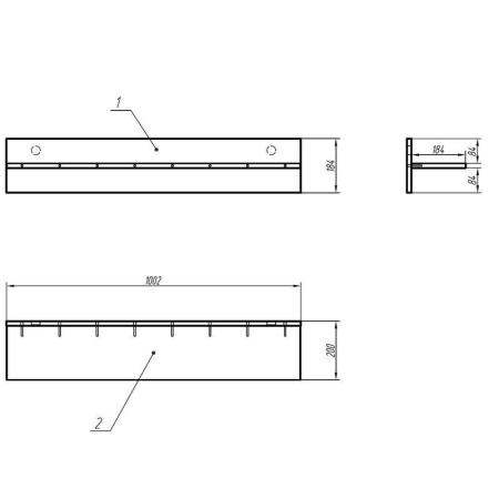 Полка навесная Homeoffice (белая, 1002х200х184 мм)