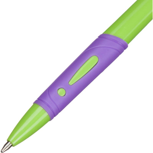 Ручка шариковая автоматическая Attache Vegas синяя (зеленый/фиолетовый  корпус, толщина линии 0.33 мм)