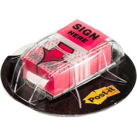 Клейкие закладки Post-it пластиковые красные 200 листов ширина 25.4х43.2 мм в диспенсере