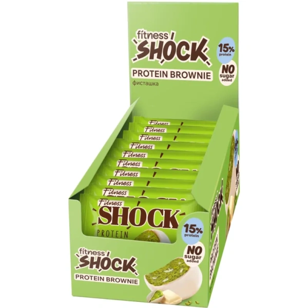 Печенье протеиновое FitnessSHOCK Брауни белый шоколад и фисташка 50 г