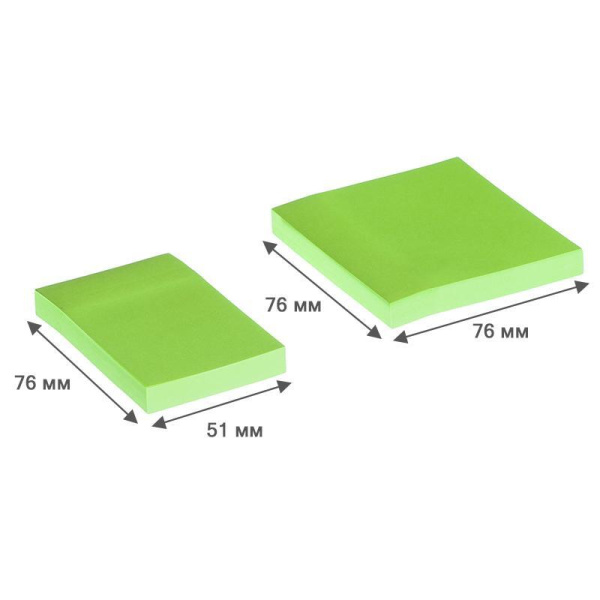Стикеры Attache Simple 76х51 мм/76х76 мм неоновые зеленые (2 блока по 100 листов)