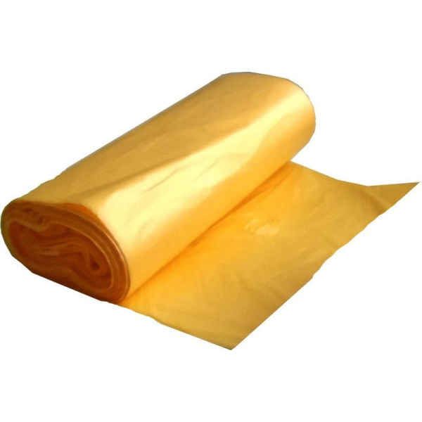 Мешки для мусора на 60 л желтые (ПНД, 10 мкм, в рулоне 20 шт, 58х68 см)