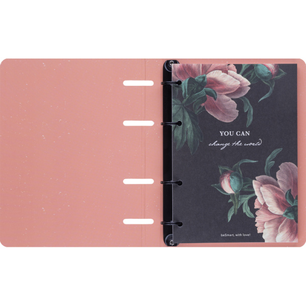 Тетрадь общая Be Smart Flora А5 120 листов в клетку на кольцах (обложка  с рисунком букет, с перфорацией, матовая ламинация, тиснение фольгой)