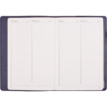 Ежедневник полудатированный Bruno Visconti Profy натуральная кожа А5 208 листов синий (золотистый обрез, 152x222 мм) (артикул производителя 3-073/01)