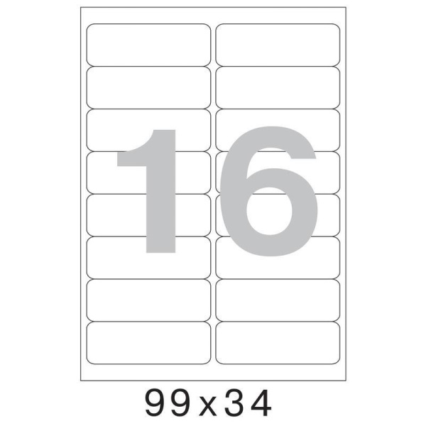 Этикетки самоклеящиеся ProMega Label белые 99х34 мм (16 штук на листе А4, 25 листов в упаковке)