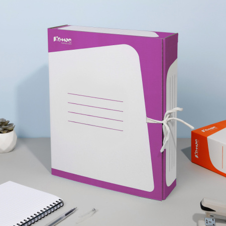 Короб архивный на 2-х завязках Комус А4 75 мм гофрокартон до 770 листов сиреневый