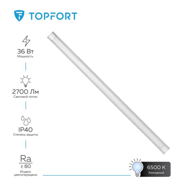 Светильник светодиодный TOPFORT СПО 36-1200-6500 36Вт 2700лм 6500К IP40  потолочный универсальный матовый