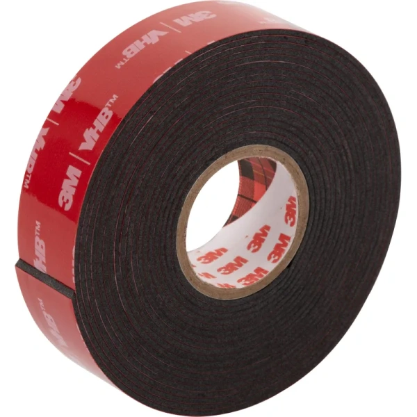 Клейкая лента двухсторонняя монтажная 3M VHB 5952F чёрная на вспененной основе 19 мм x 1.5 м