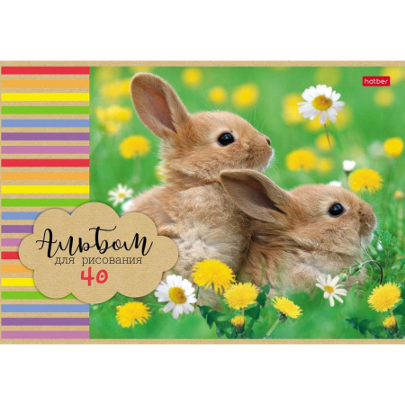Альбом для рисования Hatber Бархатные ушки А4 40 листов (обложка в  ассортименте)