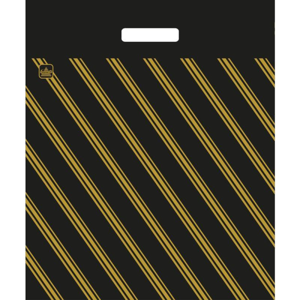 Пакет полиэтиленовый ПВД Золотая полоса 40x47 см с вырубной ручкой (50 штук в упаковке)