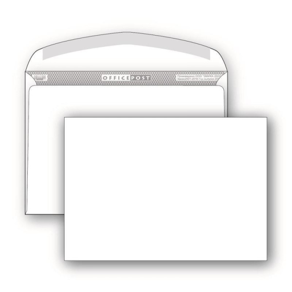 Конверт почтовый OfficePost С5 (162x229 мм) белый с клеем (100 штук в упаковке)