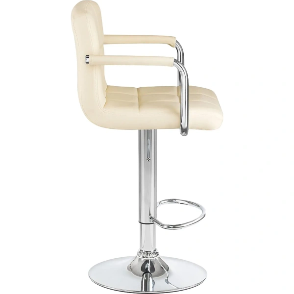 Стул барный Dobrin Kruger arm кремовый/хромированный (искусственная  кожа/металл)