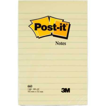 Стикеры Post-it 102x152 мм желтые пастельные 100 листов