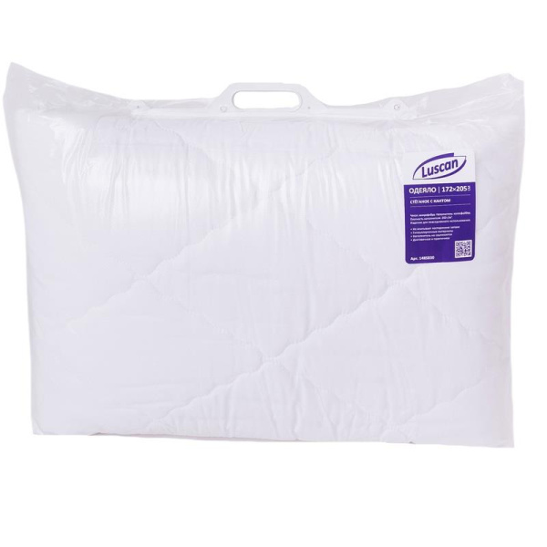 Одеяло Luscan 172х205 см холлофайбер/микрофибра стеганое с кантом(белое)