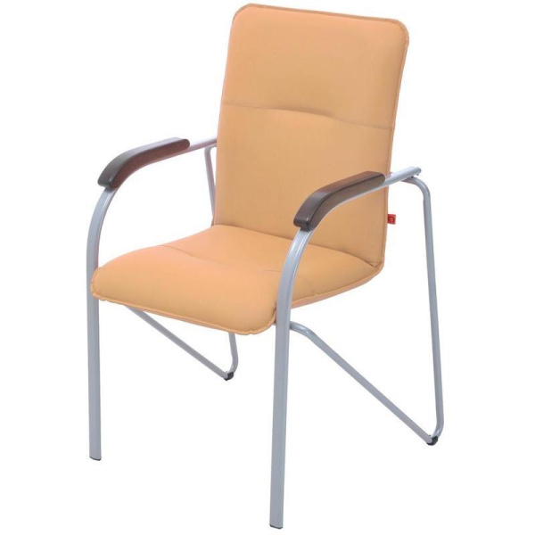 Конференц-кресло Samba silver бежевый/орех (искусственная кожа, металл серебряный)