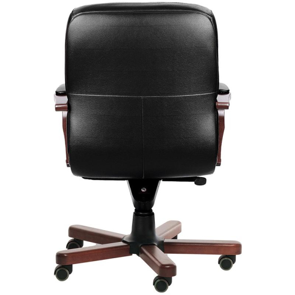 Кресло для руководителя Victoria B черное/темный орех (натуральная кожа  с компаньоном, металл)