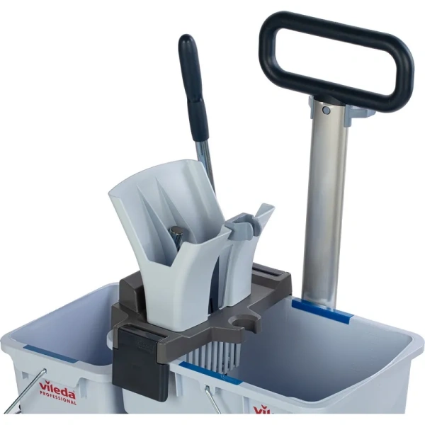 Тележка уборочная Vileda Professional Система УльтраСпид Про двухведерная 1х25 л + 1х10 л с отжимом на платформе с транспортировочной ручкой (арт. производителя 147209)