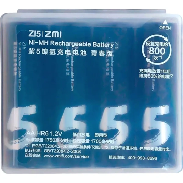 Аккумулятор AA 1700 мАч Xiaomi ZMI 4 штуки в упаковке Ni-Mh