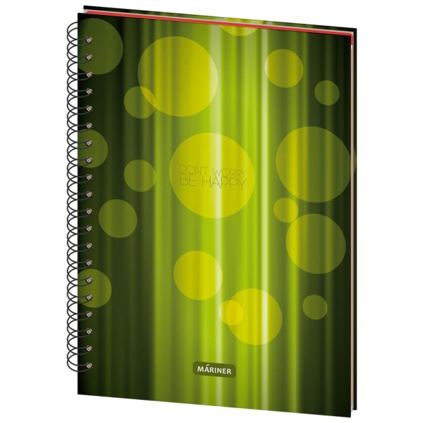 Бизнес-тетрадь Mariner Be Happy А4 120 листов зеленая в клетку на  спирали 3 разделителя (200х274 мм)