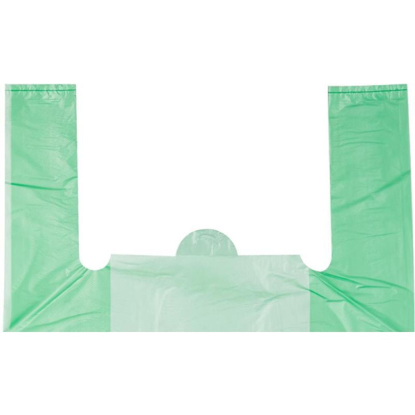 Пакет-майка Знак Качества ПНД зеленый 35 мкм (42+18x68 см, 50 штук в упаковке)