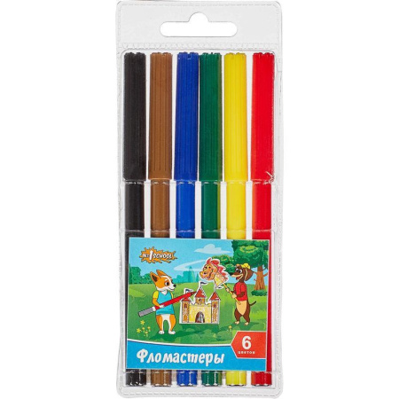 Фломастеры №1School Шустрики 6 цветов